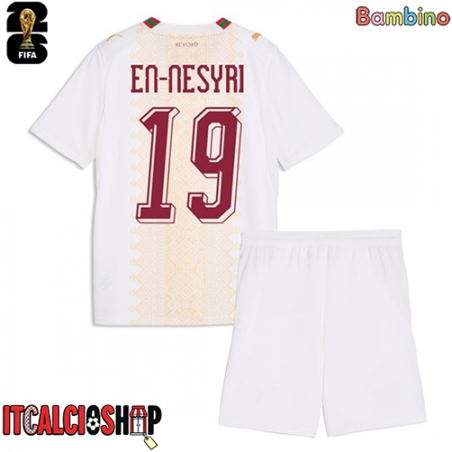 Marocco Youssef En-Nesyri #19 Seconda Maglia Bambino Mondiali 2026 Manica Corta (+ Pantaloni corti)